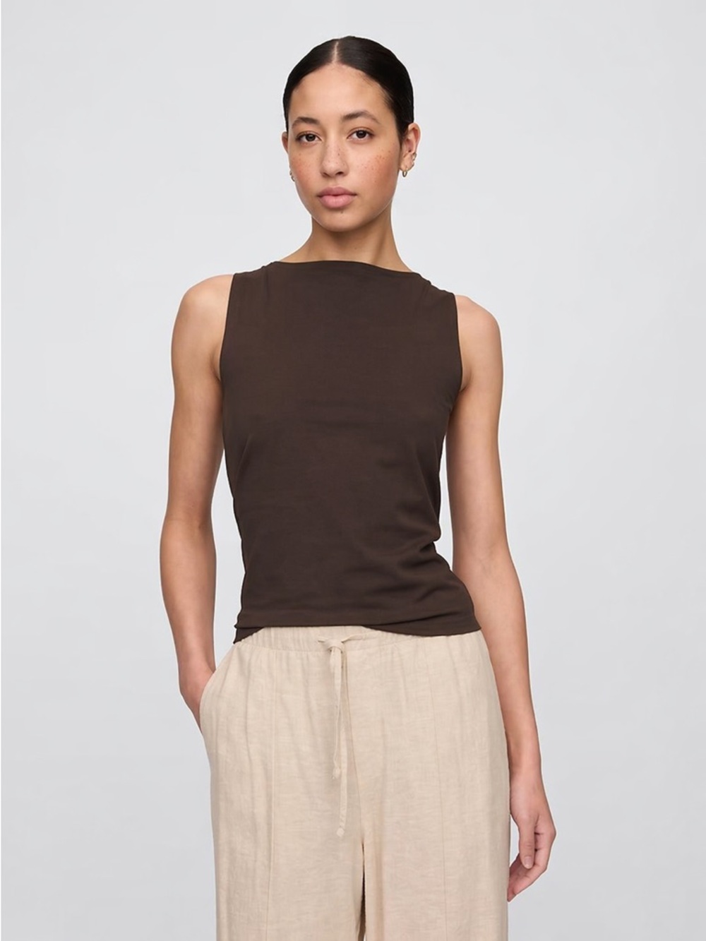 GAP Brown Boat Neck Tank Top Small NWT